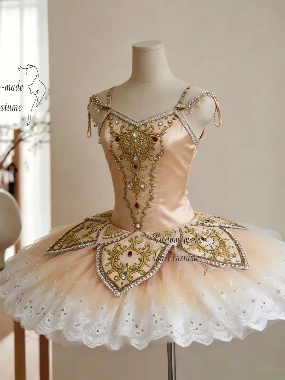 Handcrafted Champagne Gold Lace Ballet Performance Tutu
Handcrafted Champagne Gold Lace Ballet Performance Tutu