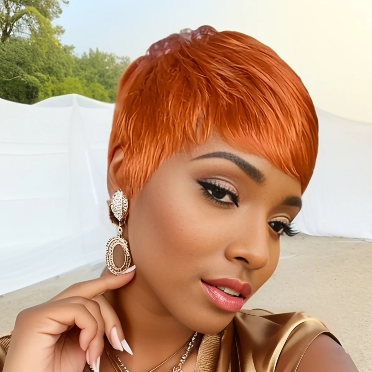 Colored Short Pixie Cut Wig Human Hair With Bangs Brazilian Wig For Women Machine Made Wigs
Colored Short Pixie Cut Wig Human Hair With Bangs Brazilian Wig For Women Machine Made Wigs