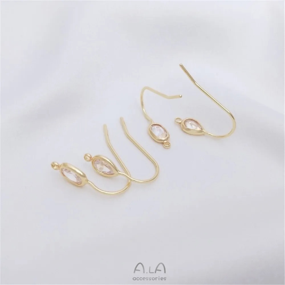 14K gold water drop zirconium ellipse zircon ear hook with hanging ring handmade DIY earring material earring accessories
14K gold water drop zirconium ellipse zircon ear hook with hanging ring handmade DIY earring material earring accessories