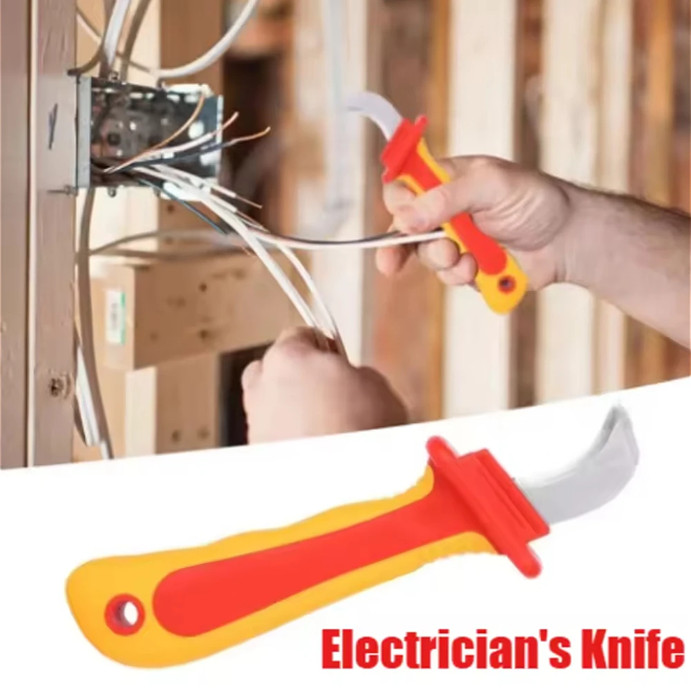 Изолированный нож для электриков, инструмент для зачистки проводов, ножницы для зачистки кабеля, прямое изогнутое лезвие, резиновая ручка, пилинг, ручной инструмент 
Изолированный нож для электриков, инструмент для зачистки проводов, ножницы для зачистки кабеля, прямое изогнутое лезвие, резиновая ручка, пилинг, ручной инструмент