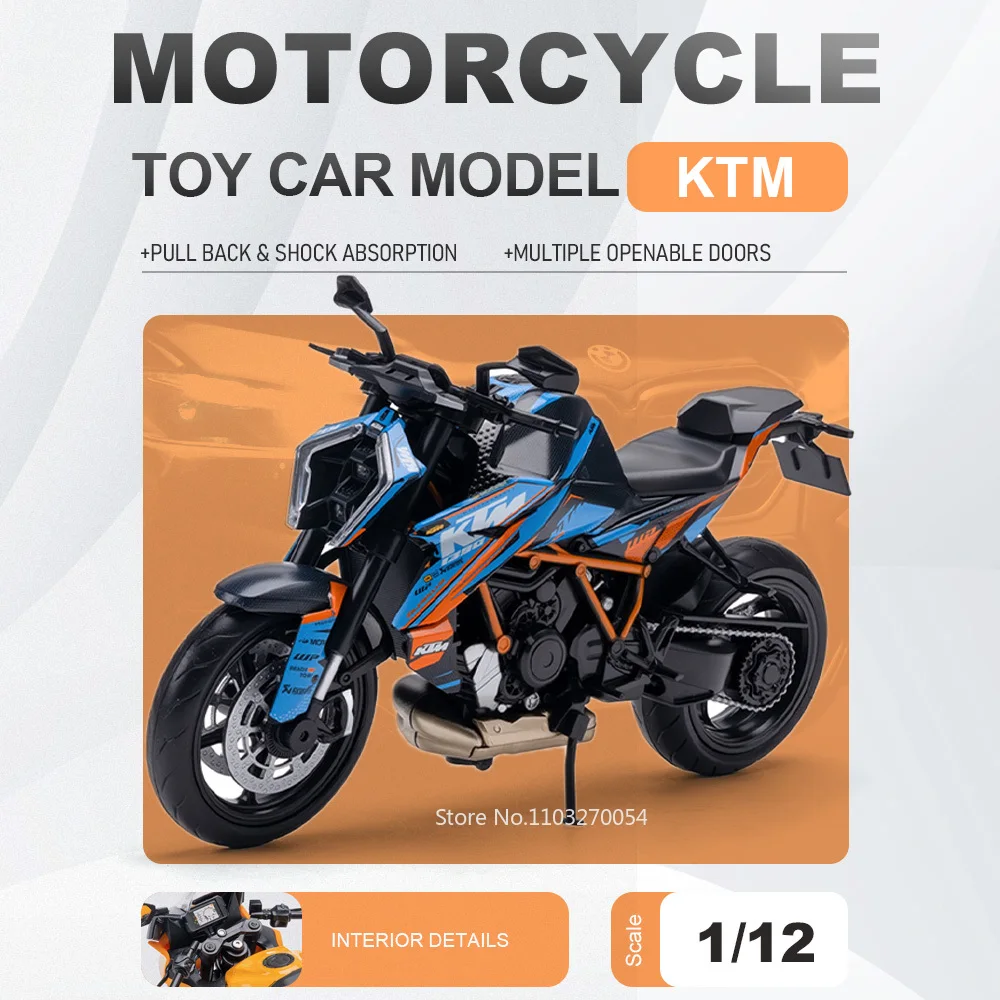 1:12 KTM 1390 KTM RC 390 Alloy Model Toys Car Diecast Motorcycle Front Wheel Steering Shock Absorption Vehice Kids Birthday Gift
1:12 KTM 1390 KTM RC 390 Alloy Model Toys Car Diecast Motorcycle Front Wheel Steering Shock Absorption Vehice Kids Birthday Gift