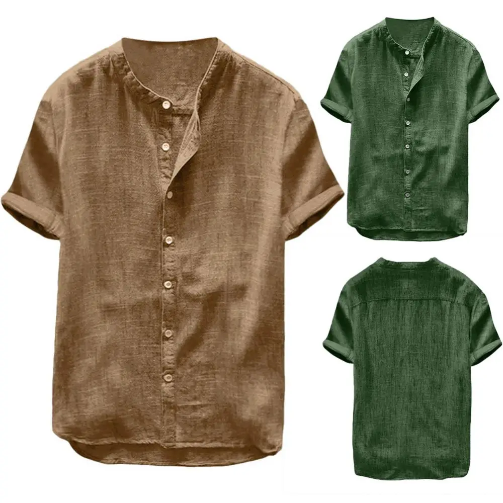 Shirt Buttons Casual Cotton Short Sleeve Men Solid Color Linen Loose Down Beach Shirt
Shirt Buttons Casual Cotton Short Sleeve Men Solid Color Linen Loose Down Beach Shirt