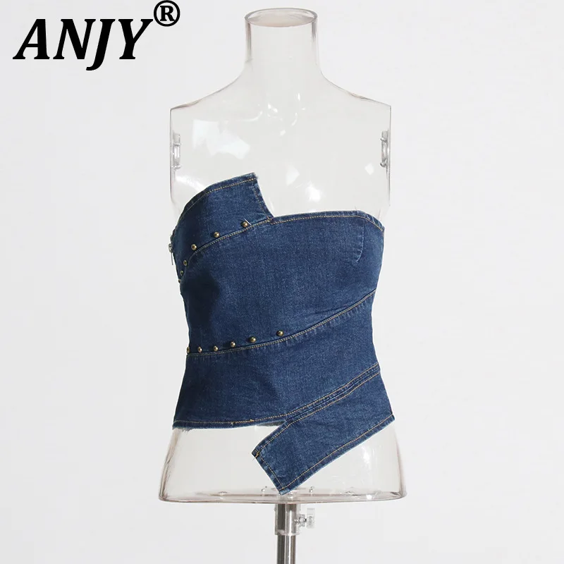 ANJY 2025 Summer New Women's Y2K Chic High Street Original Design Sexy Fashion Rivet Patchwork Slim Fit Strapless Vest Top A7190
ANJY 2025 Summer New Women's Y2K Chic High Street Original Design Sexy Fashion Rivet Patchwork Slim Fit Strapless Vest Top A7190