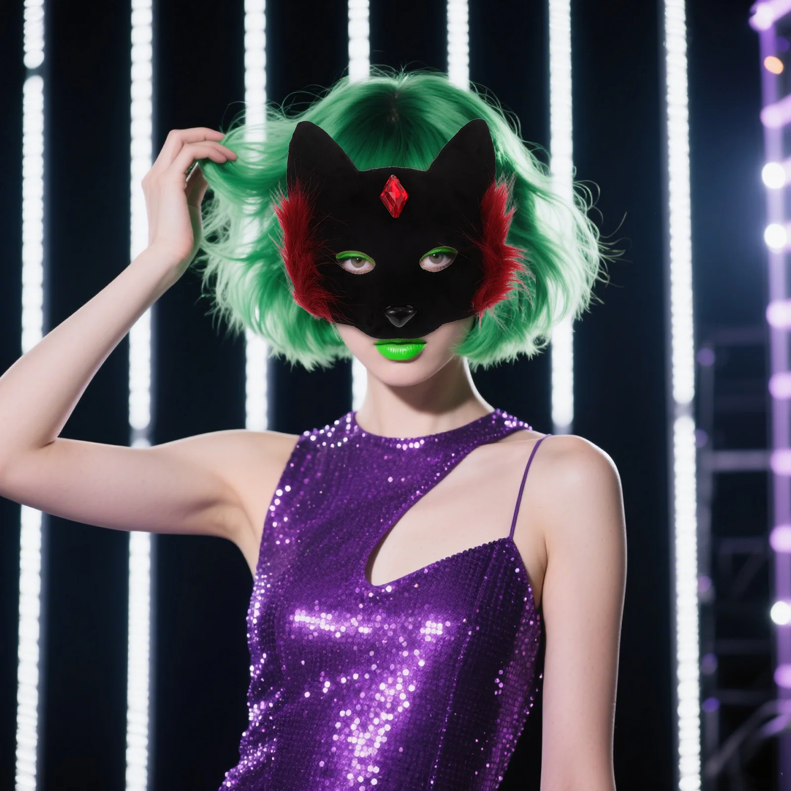 Halloween Cat Mask Half Face Animal Masquerade Costume for Cosplay Party Unique Design Lightweight Comfortable Fit for Most
Halloween Cat Mask Half Face Animal Masquerade Costume for Cosplay Party Unique Design Lightweight Comfortable Fit for Most