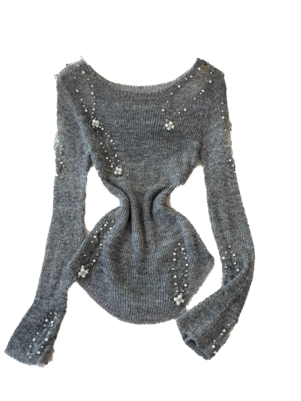 ey Heavy-Du Beaded Hole Knitted Sweater Women's Autumn Winter New Irregular Knitted Top Waist-Cut Small irt
ey Heavy-Du Beaded Hole Knitted Sweater Women's Autumn Winter New Irregular Knitted Top Waist-Cut Small irt