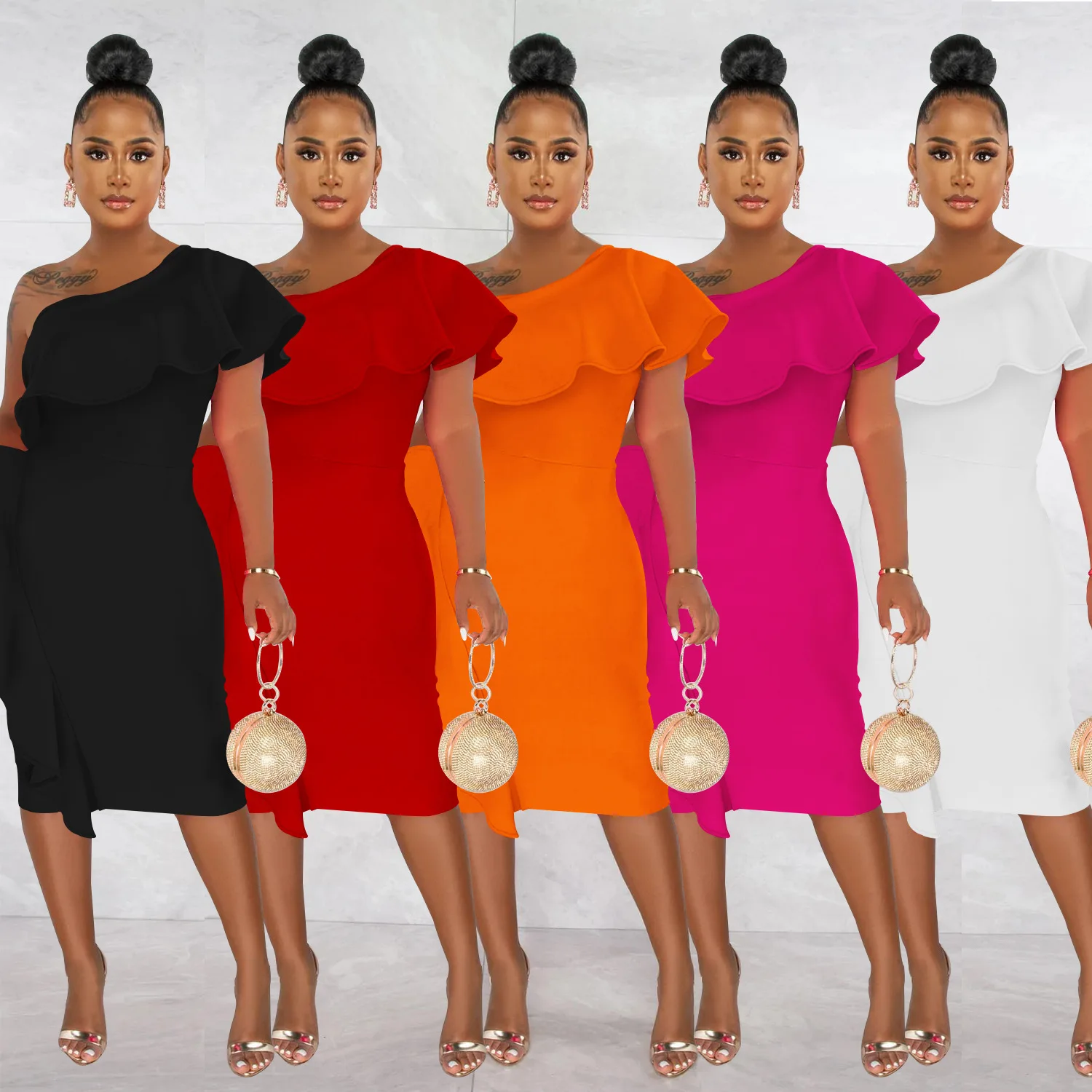Fashion women's clothing wavy pleated slanted shoulder slanted collar sleeveless solid color dress temperament elegant and high-
Fashion women's clothing wavy pleated slanted shoulder slanted collar sleeveless solid color dress temperament elegant and high-