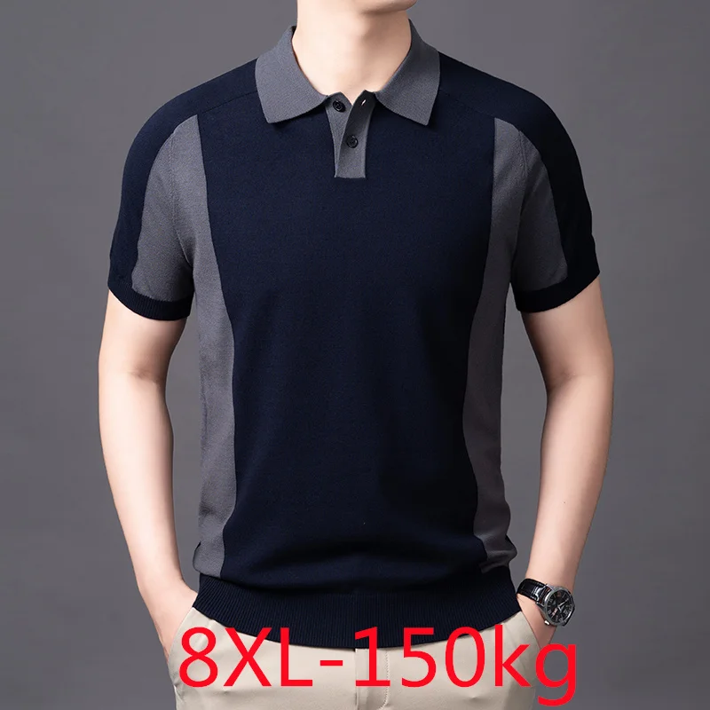 8XL Large Size Men Jumper Trendy Patchwork Polo Shirt Oversize Short Sleeve Knitwear Turn Down Collar Plus Size Knit T-shirts
8XL Large Size Men Jumper Trendy Patchwork Polo Shirt Oversize Short Sleeve Knitwear Turn Down Collar Plus Size Knit T-shirts