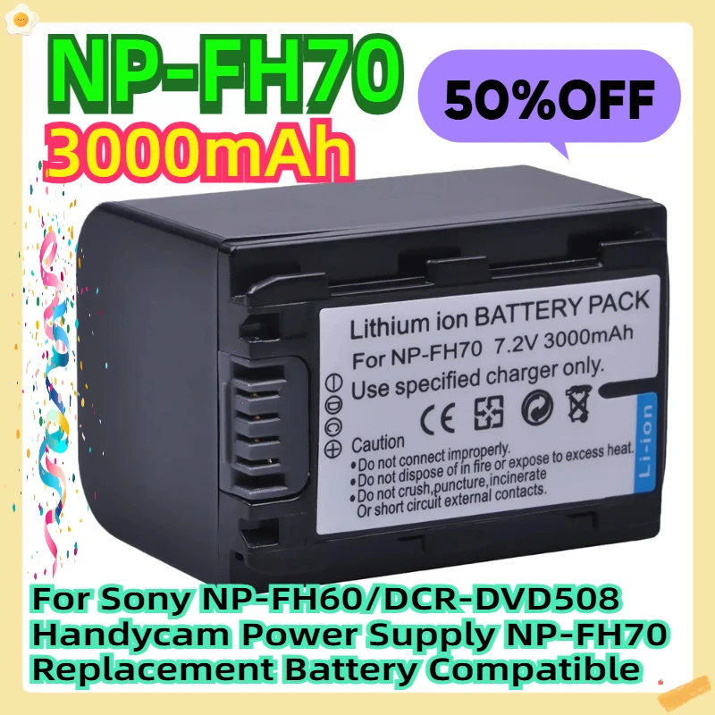 For Sony NP-FH60/DCR-DVD508 Handycam Power Supply 3000mAh NP-FH70 Replacement Battery Compatible
For Sony NP-FH60/DCR-DVD508 Handycam Power Supply 3000mAh NP-FH70 Replacement Battery Compatible