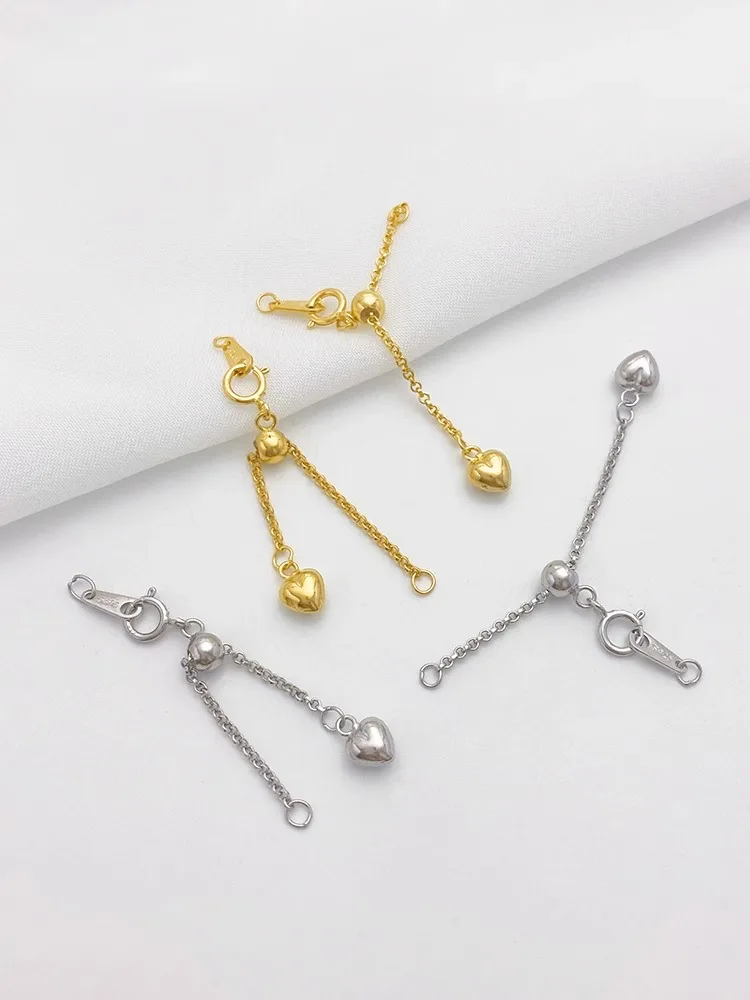 S925 Sterling Silver Plated Gold Bean Heart Adjustable Tail Chain Extension Chain DIY Pearl Necklace Bracelet Jewelry Accessorie
S925 Sterling Silver Plated Gold Bean Heart Adjustable Tail Chain Extension Chain DIY Pearl Necklace Bracelet Jewelry Accessorie