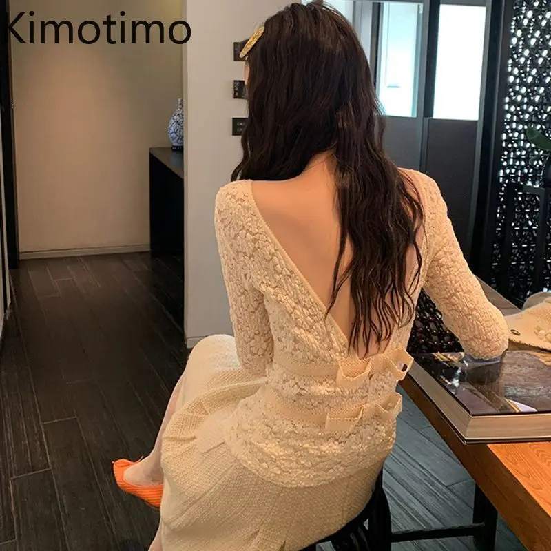 Kimotimo Backless Bow Bandage Lace Blouse Women Spring Hollow Out Jacquard Design Long Sleeve Tops Sexy Chic Slim Fit Y2k Shirt
Kimotimo Backless Bow Bandage Lace Blouse Women Spring Hollow Out Jacquard Design Long Sleeve Tops Sexy Chic Slim Fit Y2k Shirt