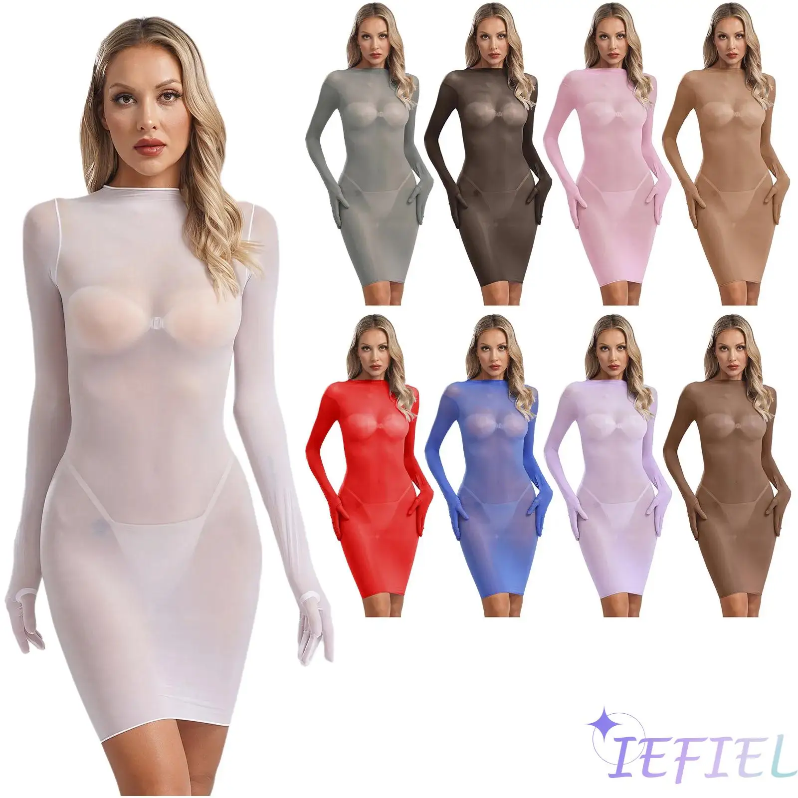 Women Stretchy Nightwear Lingerie Long Sleeve See Through Bodycon Tight Pencil Dress Oil Glossy Sheer Micro Mini Dress Clubwear
Women Stretchy Nightwear Lingerie Long Sleeve See Through Bodycon Tight Pencil Dress Oil Glossy Sheer Micro Mini Dress Clubwear
