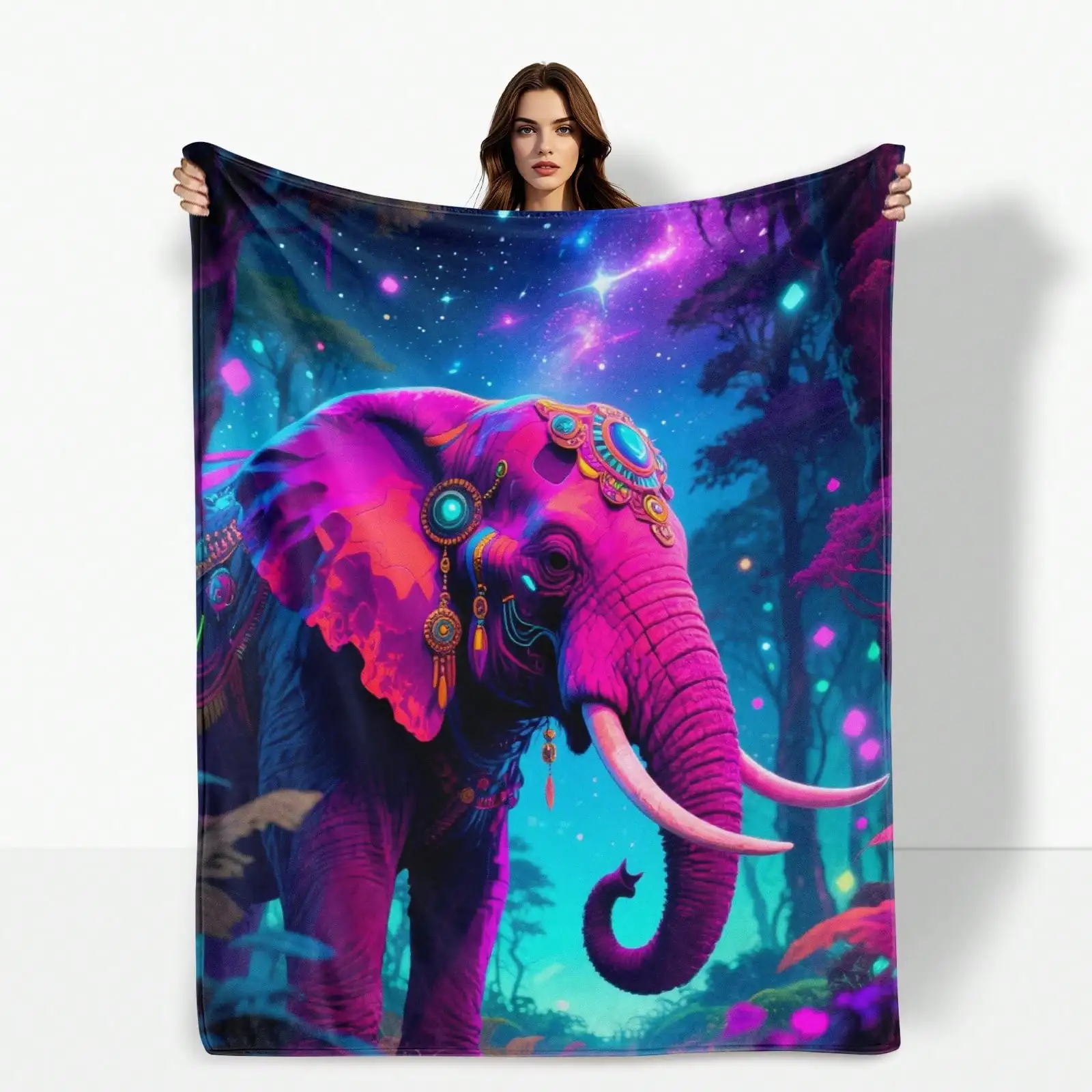 Одеяло с 3D тематикой животных, слон под звездами, декоративное покрывало для дивана-кровати с принтом лесных лугов
Одеяло с 3D тематикой животных, слон под звездами, декоративное покрывало для дивана-кровати с принтом лесных лугов