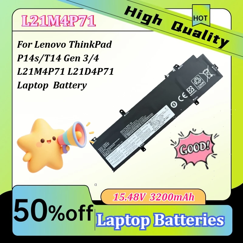 New 15.4V3200MAH For Lenovo ThinkPad P14s/T14 Gen 3/4 L21M4P71 L21D4P71 Laptop Battery
New 15.4V3200MAH For Lenovo ThinkPad P14s/T14 Gen 3/4 L21M4P71 L21D4P71 Laptop Battery