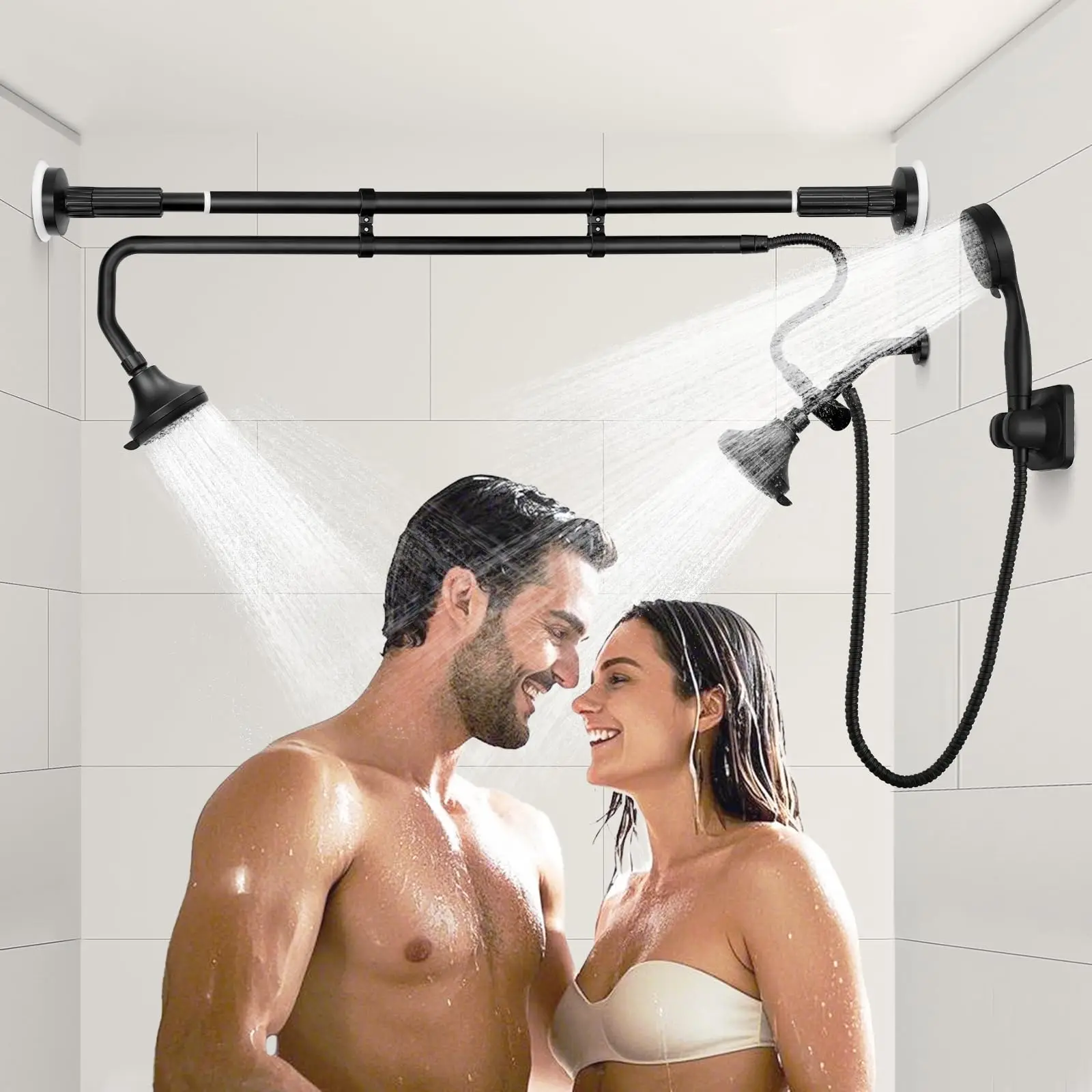 Double Shower Head System For Couples High Pressure Adjustable Tandem Shower Heads Black
Double Shower Head System For Couples High Pressure Adjustable Tandem Shower Heads Black