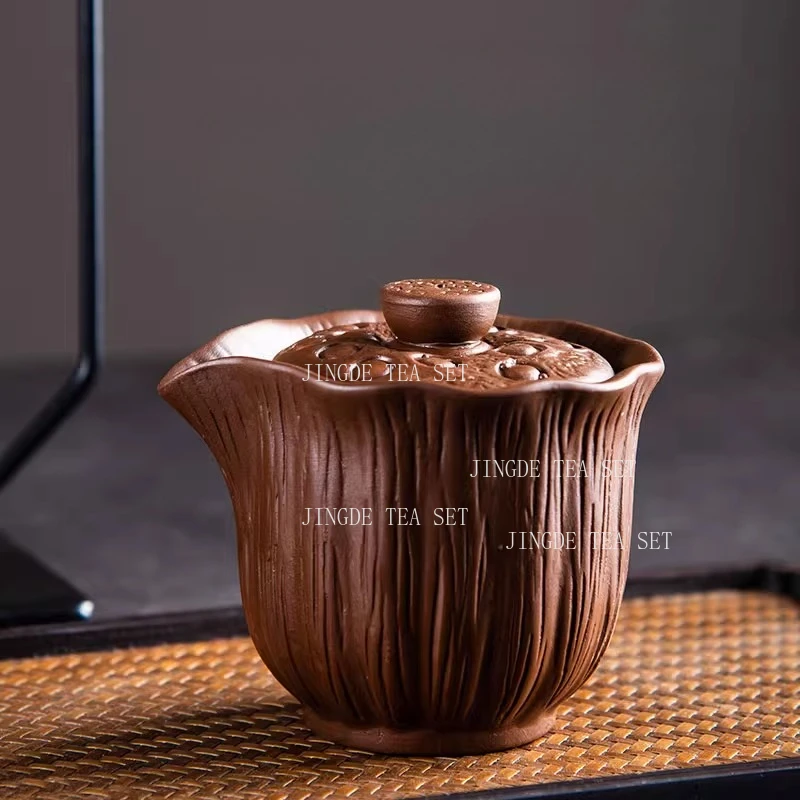 150ml Ceramic Handheld Pot Household Heat-resistant Lid Bowl Purple Clay Mini Pot Hand Held Tea Maker Tea Set Accessories
150ml Ceramic Handheld Pot Household Heat-resistant Lid Bowl Purple Clay Mini Pot Hand Held Tea Maker Tea Set Accessories