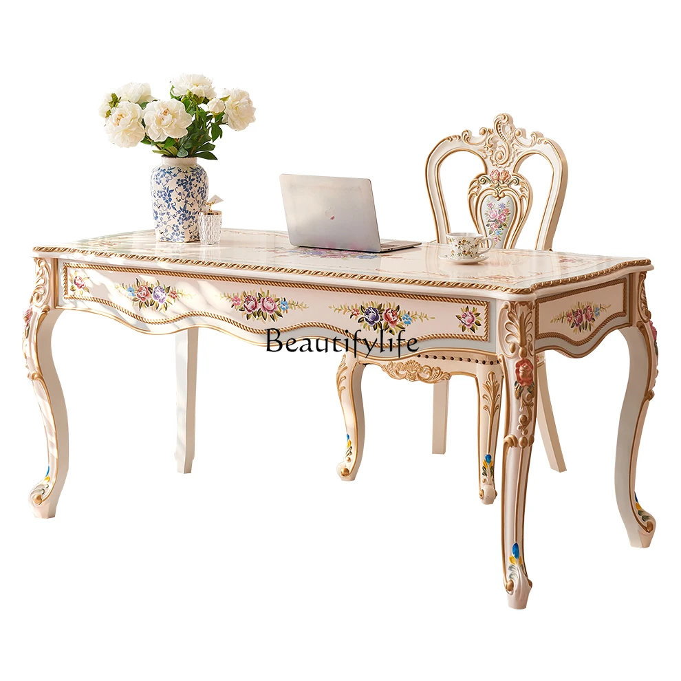 French study furniture solid wood hand-painted desk writing desk chair European luxury
French study furniture solid wood hand-painted desk writing desk chair European luxury