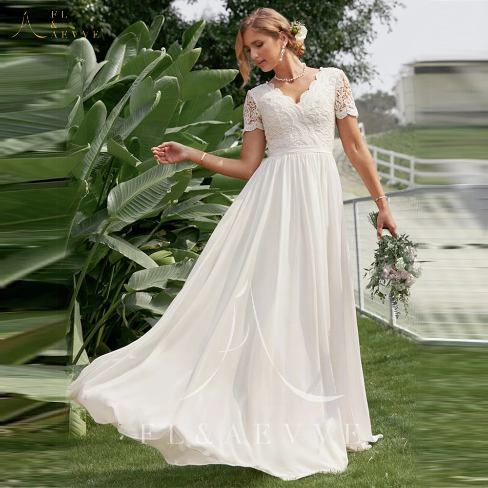 Princess Lace Chiffon Wedding Dress A-line V-Neck Ball Gown Boho Elegant Brides Dress bohème Floor-Length Party Dress Robe
Princess Lace Chiffon Wedding Dress A-line V-Neck Ball Gown Boho Elegant Brides Dress bohème Floor-Length Party Dress Robe