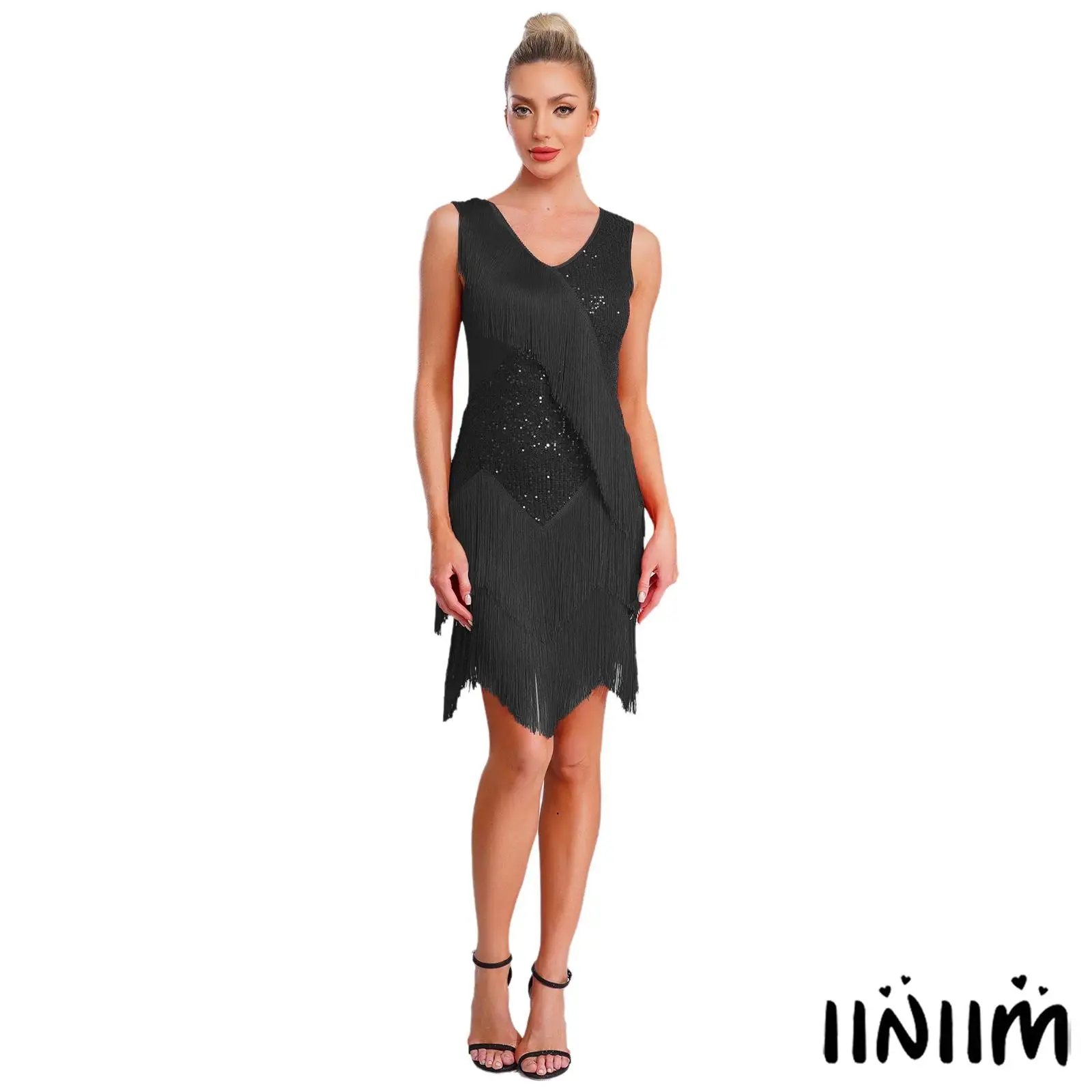 Elegant Womens Latin Chacha Performance Dance Costume Glittery Sequin Tiered Tassel Sleeveless Dress Salsa Tango Latin Dancewear
Elegant Womens Latin Chacha Performance Dance Costume Glittery Sequin Tiered Tassel Sleeveless Dress Salsa Tango Latin Dancewear