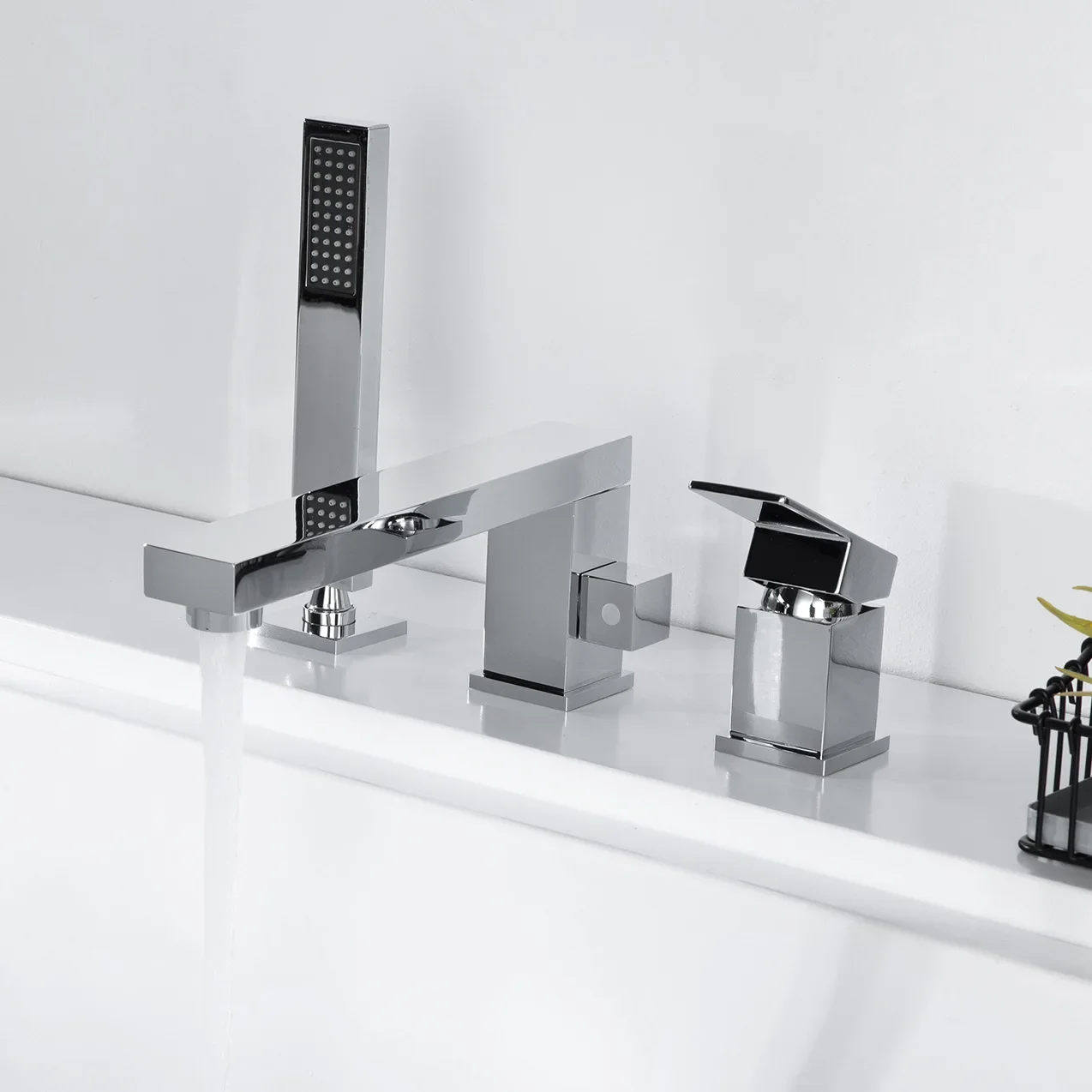 Chrome Deck Mount Bathroom Bathtub Faucet Set with Handheld Tub Hot Cold Water Mixer Bath Tap
Chrome Deck Mount Bathroom Bathtub Faucet Set with Handheld Tub Hot Cold Water Mixer Bath Tap