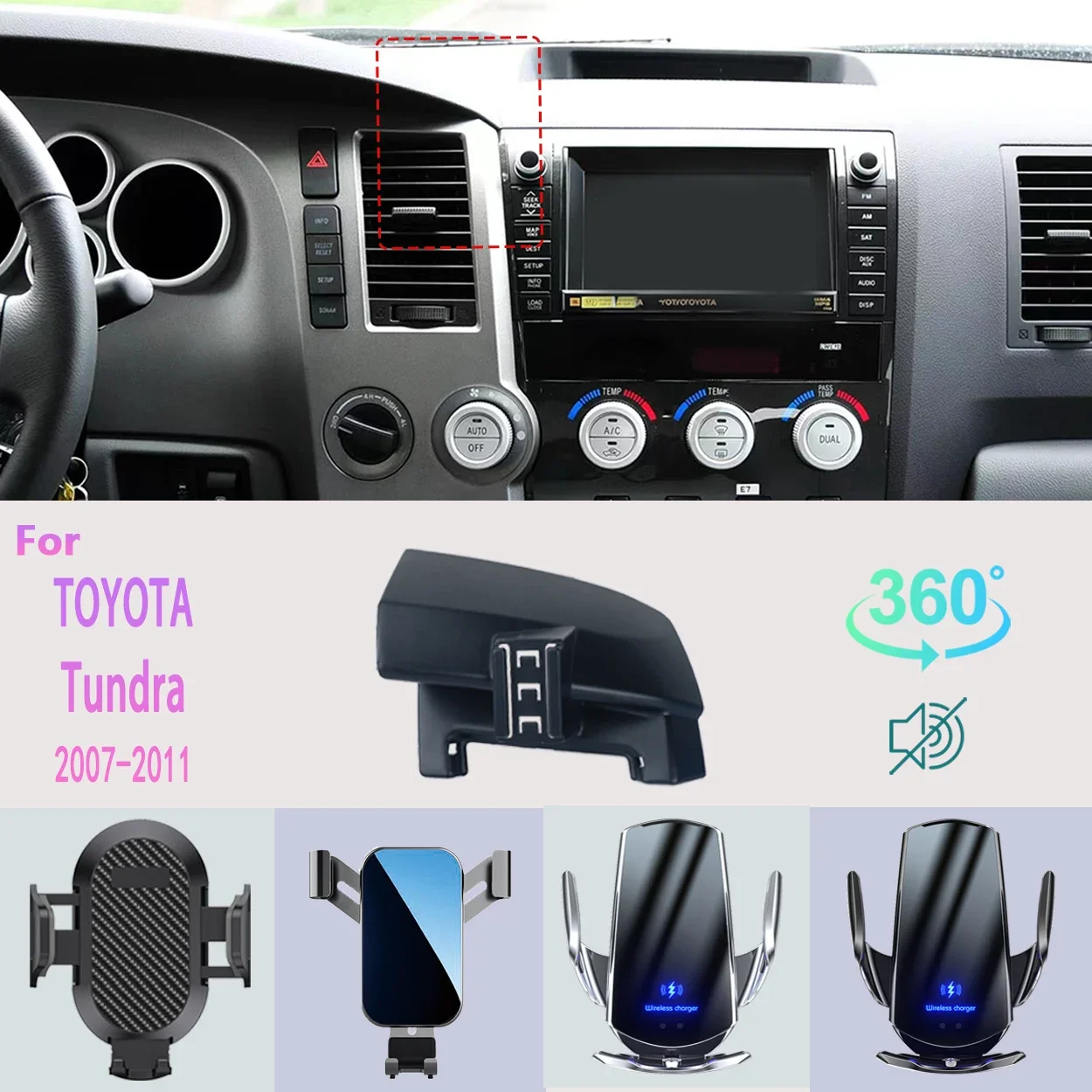 Car Phone Holder For Toyota Tundra 2007 2008-2011 Mobile Phone Support Car Mounts Wireless Charging Accessories 360° degrees
Car Phone Holder For Toyota Tundra 2007 2008-2011 Mobile Phone Support Car Mounts Wireless Charging Accessories 360° degrees
