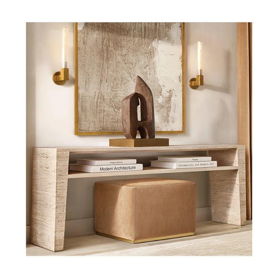 Italian Minimalist Travertine Wabi-Sabi Design Home Decoration Porch Table Designer Natural Marble Console Table
Italian Minimalist Travertine Wabi-Sabi Design Home Decoration Porch Table Designer Natural Marble Console Table