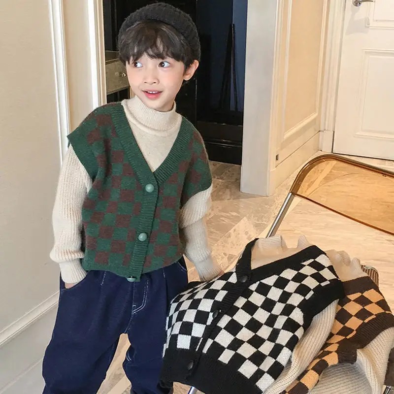 Kids' Sweater Autumn and Winter 2022 New Boys' Fleece-Lined Thickened Fake Two-Piece Plaid Sweater
Kids' Sweater Autumn and Winter 2022 New Boys' Fleece-Lined Thickened Fake Two-Piece Plaid Sweater