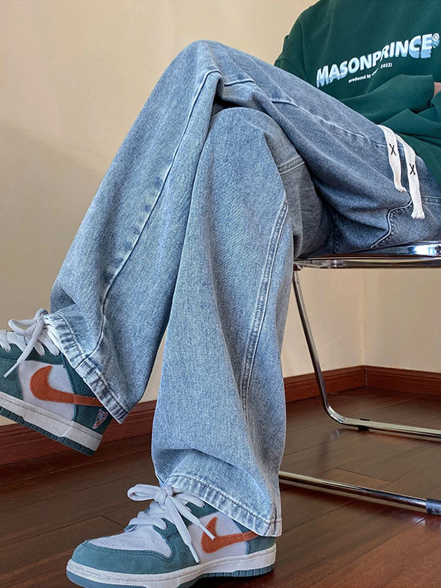 American Retro Blue Jeans Men's Straight Loose Wide Leg Long Trousers Trendy Casual High Street Wear Polyester Cotton Blend
American Retro Blue Jeans Men's Straight Loose Wide Leg Long Trousers Trendy Casual High Street Wear Polyester Cotton Blend