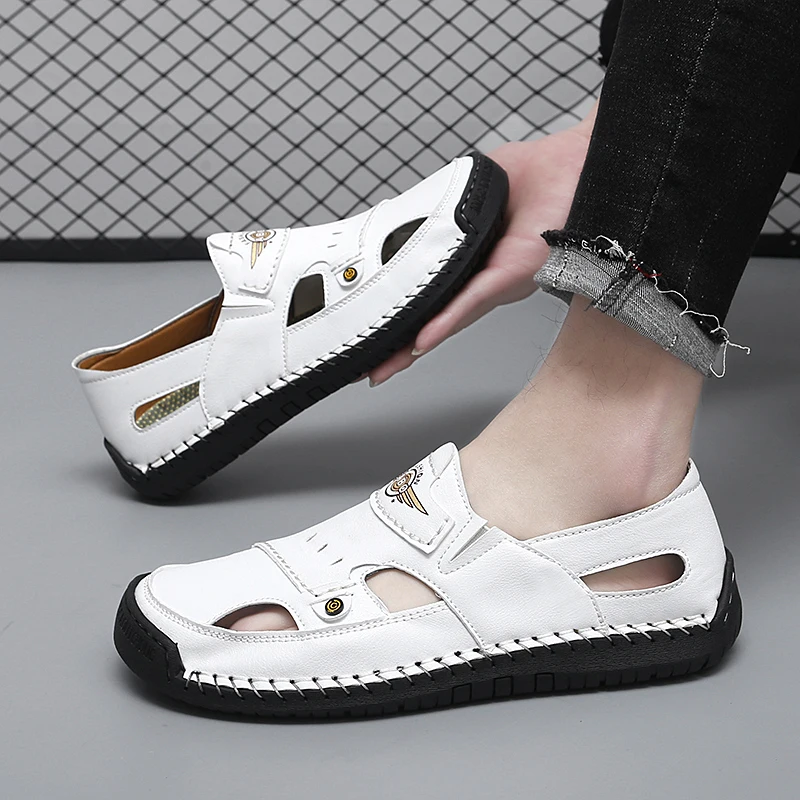 Мужские летние сандалии с перфорацией, ручной работы, с закрытым носком, для активного отдыха, большие размеры, дышащие, повседневные, пляжные туфли
Мужские летние сандалии с перфорацией, ручной работы, с закрытым носком, для активного отдыха, большие размеры, дышащие, повседневные, пляжные туфли