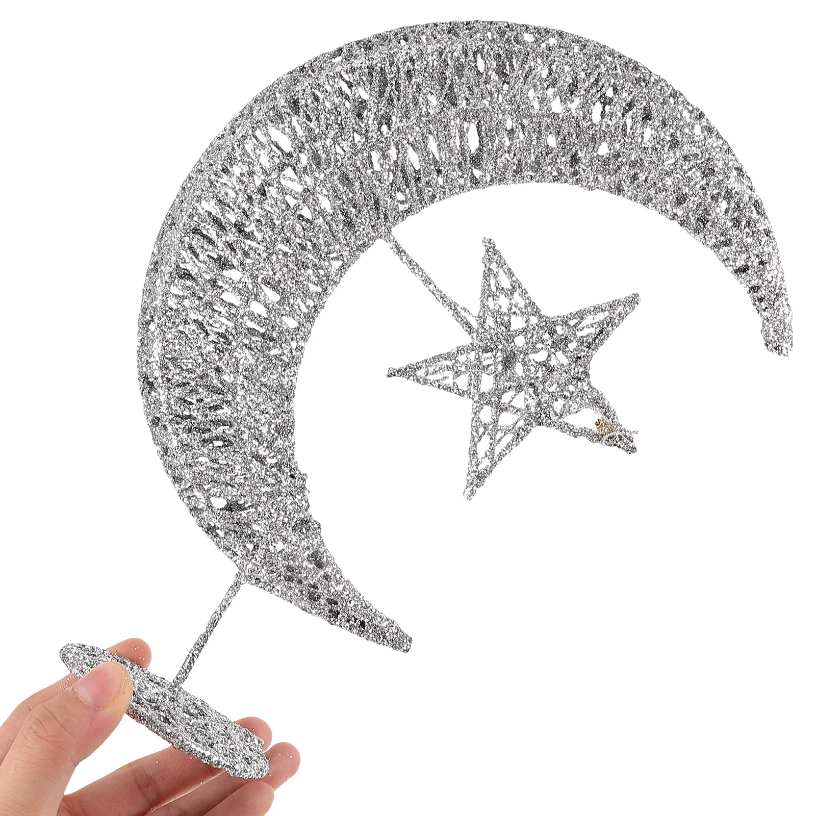 Wrought Iron 20Cm Silver Tree Topper Glittering Star Moon Shape Christmas Decoration for Indoor Outdoor Festival Decorations
Wrought Iron 20Cm Silver Tree Topper Glittering Star Moon Shape Christmas Decoration for Indoor Outdoor Festival Decorations