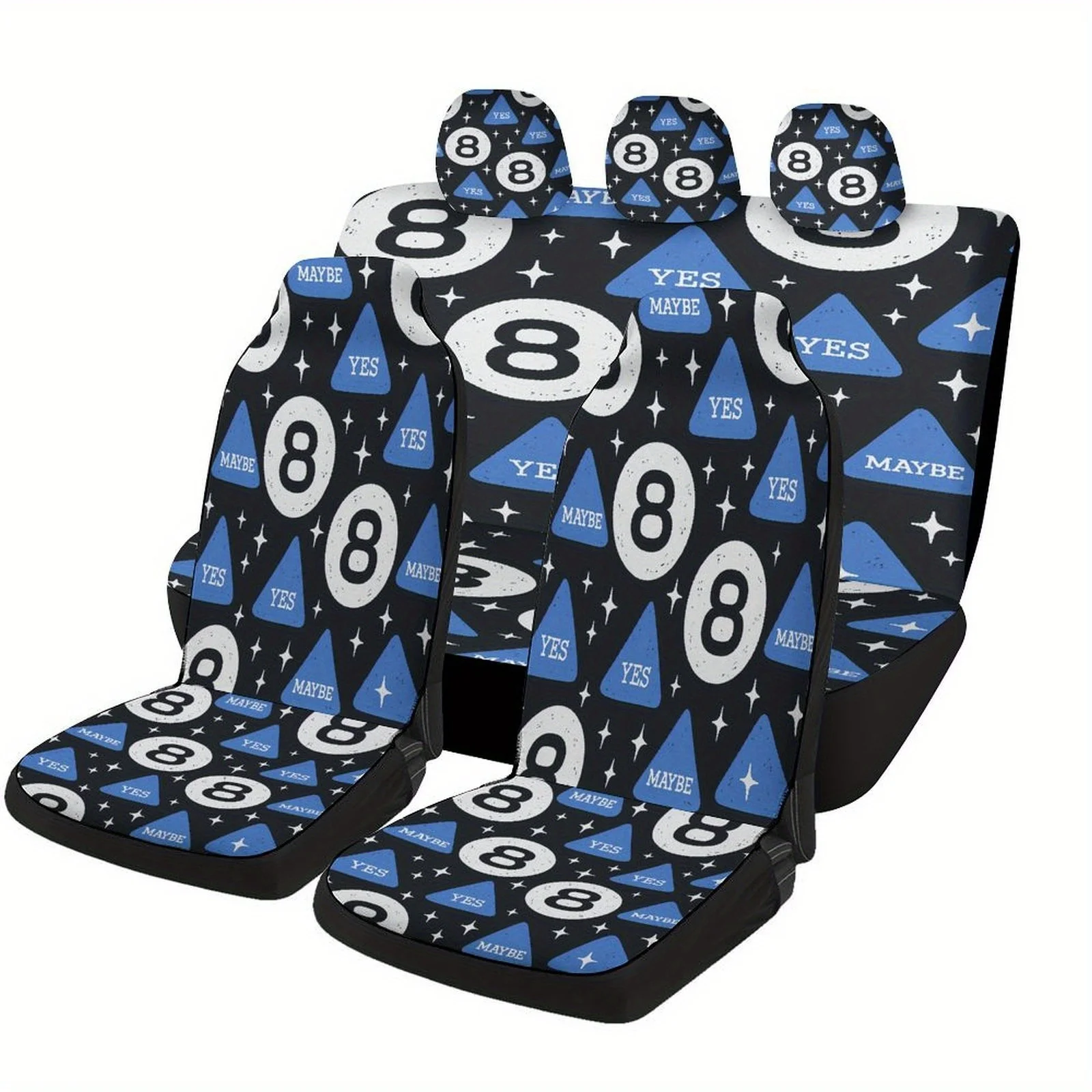 Комплект чехлов на автомобильные сиденья Magic 8-м шариковый узор для большинства автомобилей, модные новые защитные чехлы для автомобильных сидений, полный комплект, универсальный
Комплект чехлов на автомобильные сиденья Magic 8-м шариковый узор для большинства автомобилей, модные новые защитные чехлы для автомобильных сидений, полный комплект, универсальный