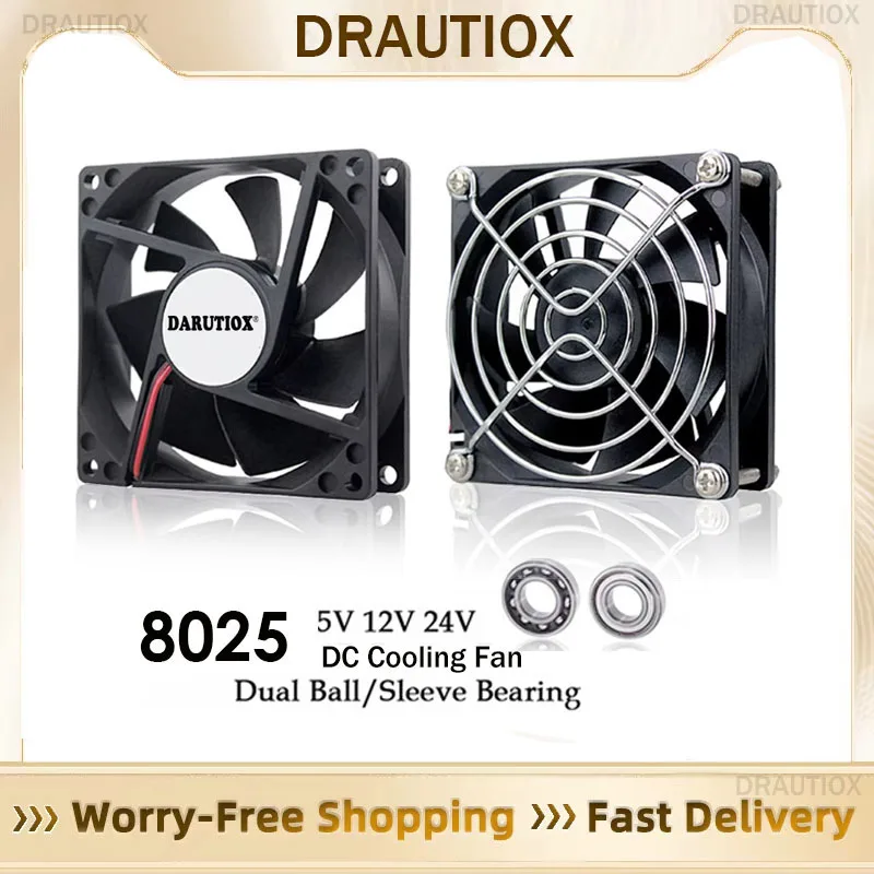 DC 5V 12V 24V 80mm 8025 Cooling Fan 80x80x25mm Cooler Fans PC Case CPU Brushless Cooler 8cm Sleeve/Dual Ball Bearing Radiator
DC 5V 12V 24V 80mm 8025 Cooling Fan 80x80x25mm Cooler Fans PC Case CPU Brushless Cooler 8cm Sleeve/Dual Ball Bearing Radiator