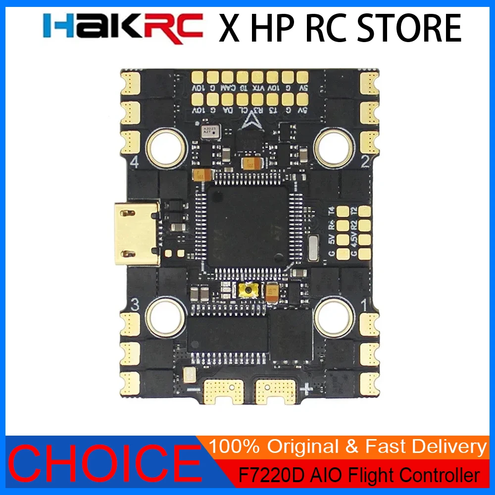 HAKRC F7220D F722 AIO F7 Flight Controller 32Bit 40A/50A 4in1 ESC 2-6S with Double BEC OSD for RC FPV Toothpick Cinewhoop Drone
HAKRC F7220D F722 AIO F7 Flight Controller 32Bit 40A/50A 4in1 ESC 2-6S with Double BEC OSD for RC FPV Toothpick Cinewhoop Drone
