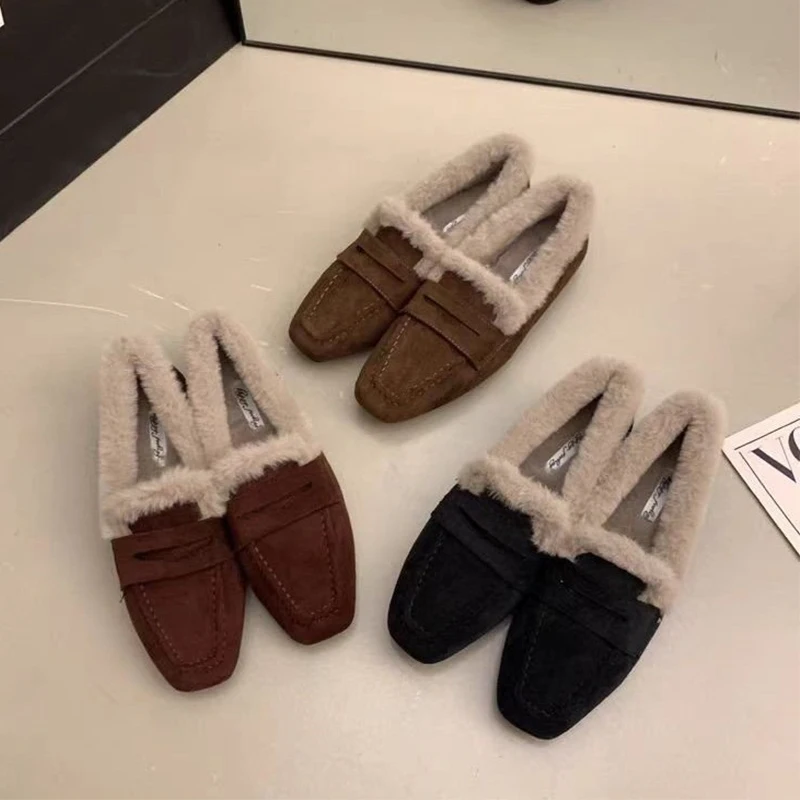 Fashion Square Toe Slip-on Fur Mules Woman Winter Warm Plush Moccasins Ladies Brand Design Fluffy Outdoor Flat Cotton Shoes
Fashion Square Toe Slip-on Fur Mules Woman Winter Warm Plush Moccasins Ladies Brand Design Fluffy Outdoor Flat Cotton Shoes