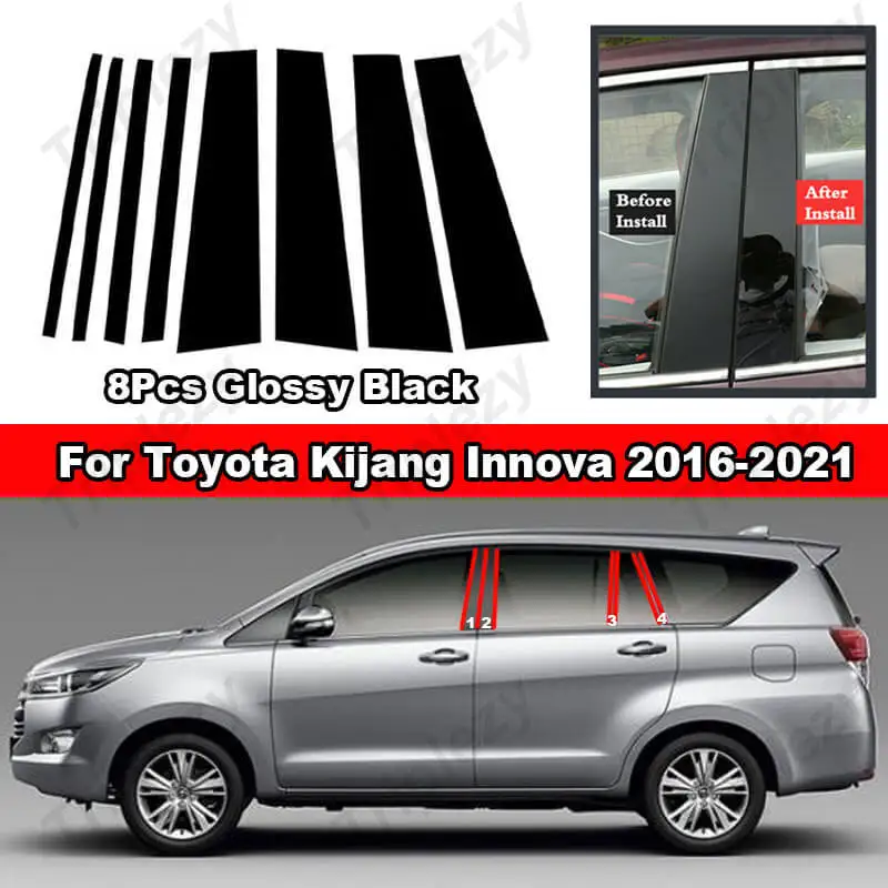 8Pcs For Toyota Kijang Innova 2016-2021 Glossy Black/Carbon Fiber Car Door B C Pillar Post Cover Trim Window PC Material Sticker
8Pcs For Toyota Kijang Innova 2016-2021 Glossy Black/Carbon Fiber Car Door B C Pillar Post Cover Trim Window PC Material Sticker