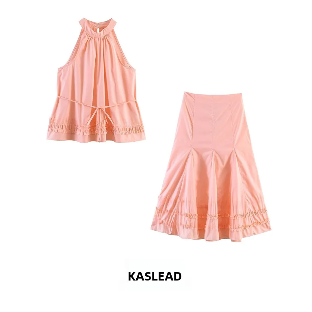 KASLEAD New Women's Fashion Simple Sweet Style Vacation Sleeveless Top And Half Skirt Two-Piece Set Summer Season
KASLEAD New Women's Fashion Simple Sweet Style Vacation Sleeveless Top And Half Skirt Two-Piece Set Summer Season