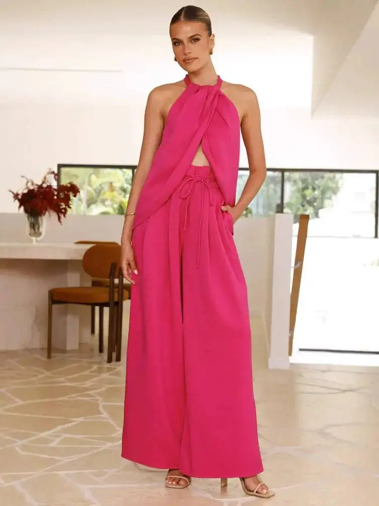 Woman 2025 Summer Pant Sets 2 Pieces Fashion Sleeveless Halter Tops & Elastic Waist Pants 2PCS Outfits Suits Streetwear LKZ8
Woman 2025 Summer Pant Sets 2 Pieces Fashion Sleeveless Halter Tops & Elastic Waist Pants 2PCS Outfits Suits Streetwear LKZ8
