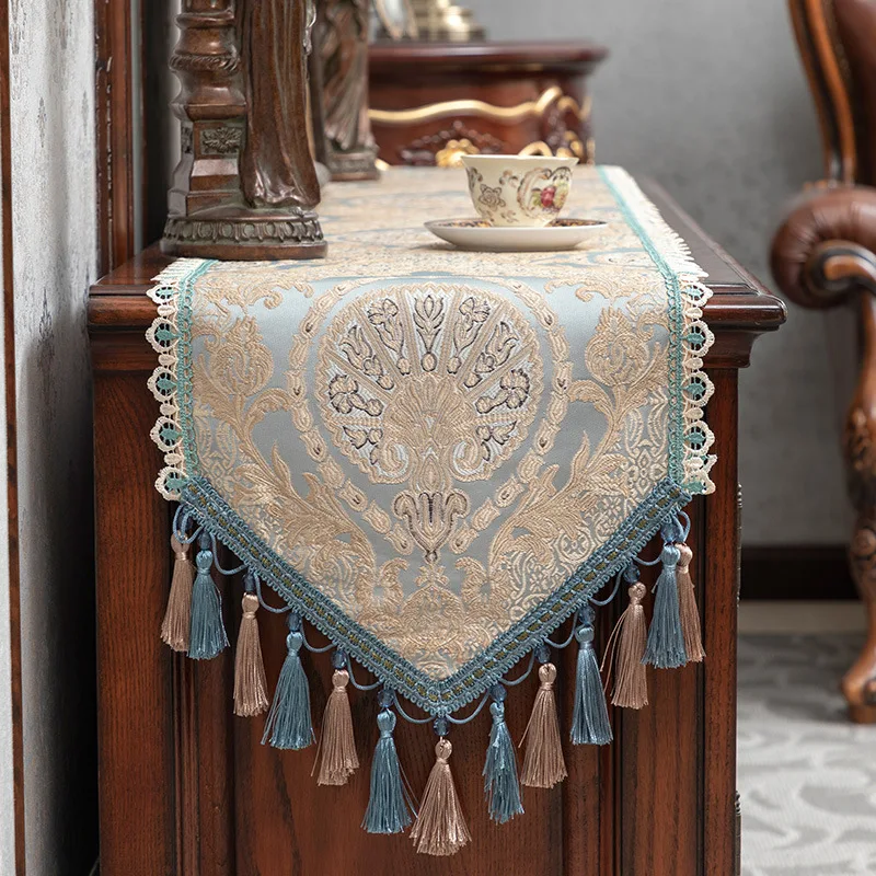 Jacquard Tassel Table Runners Polychrome Flowers Luxury Tablecloth Dinner Home Hotel Bed Runner Wedding Decoration Table Flags
Jacquard Tassel Table Runners Polychrome Flowers Luxury Tablecloth Dinner Home Hotel Bed Runner Wedding Decoration Table Flags