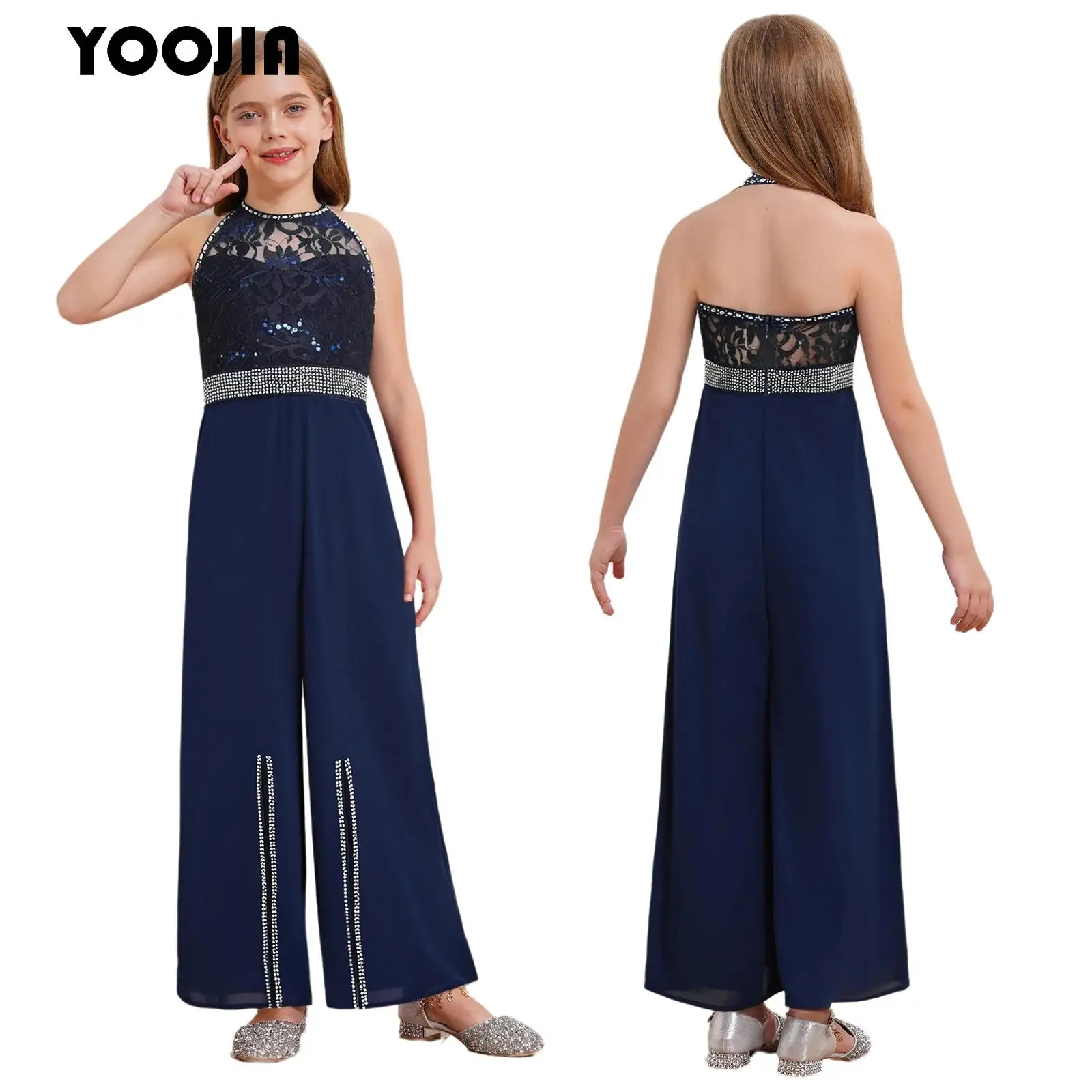 Elegant Lace Girls One-Piece Party Suit Birthday Wedding Slit Long Pants Jumpsuit Halter Sleeveless Overall Pageant Romper
Elegant Lace Girls One-Piece Party Suit Birthday Wedding Slit Long Pants Jumpsuit Halter Sleeveless Overall Pageant Romper