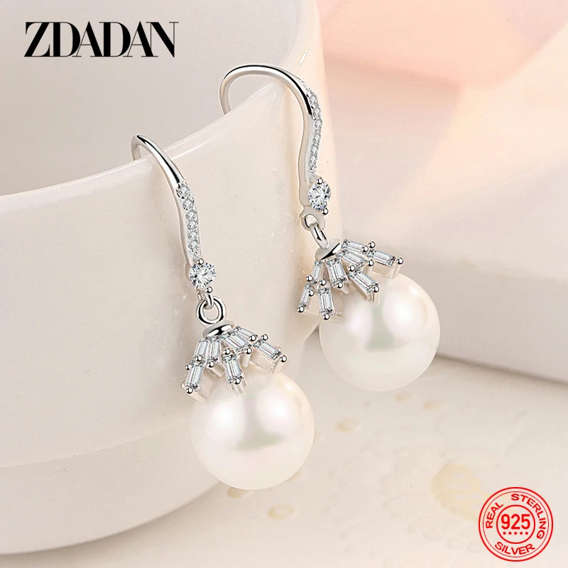 ZDADAN 925 Sterling Silver Pearl Crown Hanging Earring For Women Wedding Jewelry Gift
ZDADAN 925 Sterling Silver Pearl Crown Hanging Earring For Women Wedding Jewelry Gift