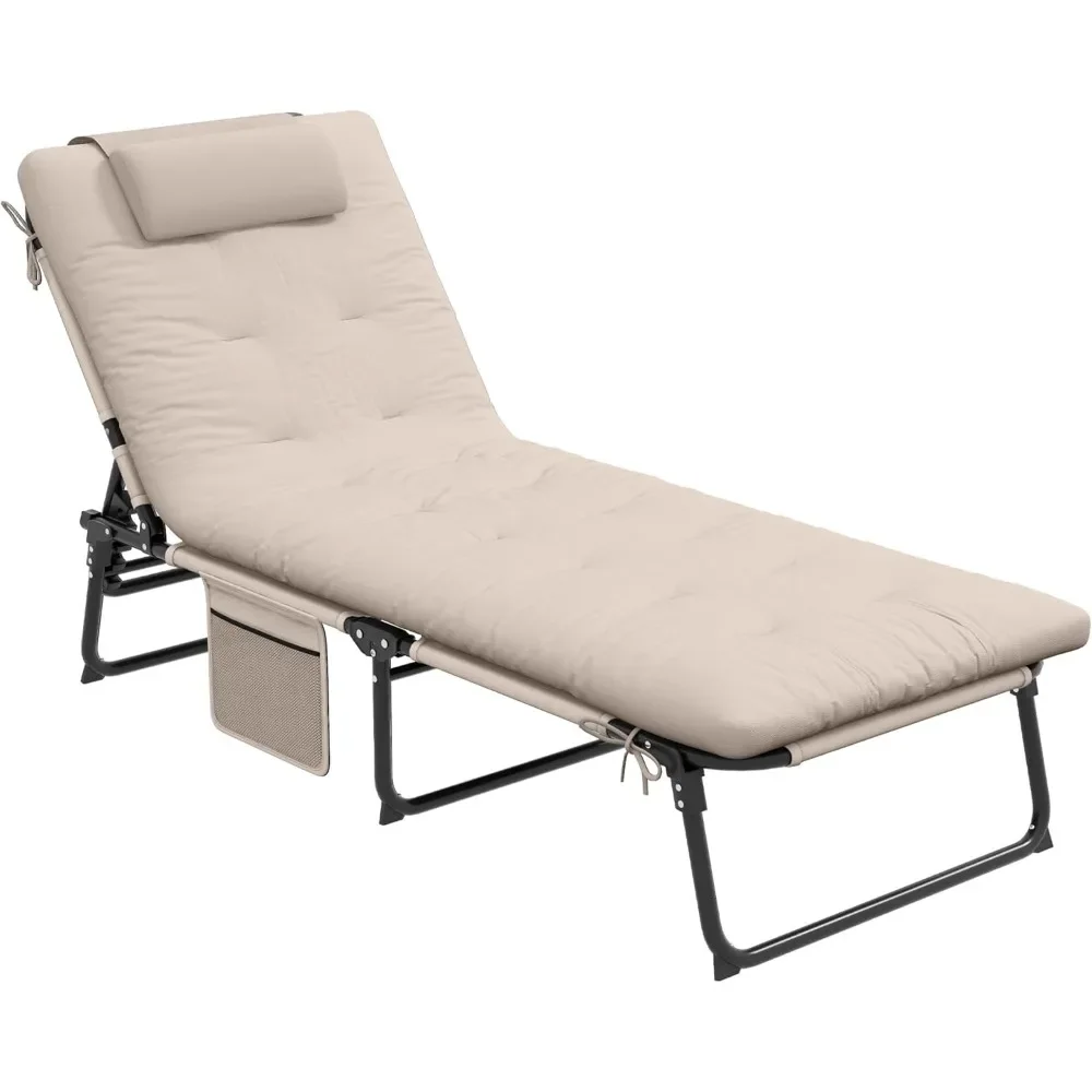 with 4-Level Reclining Back, Outdoor Tanning Chair with Cushion, Outdoor Lounge Chair with Breathable Mesh Fabric, Side Pocket
with 4-Level Reclining Back, Outdoor Tanning Chair with Cushion, Outdoor Lounge Chair with Breathable Mesh Fabric, Side Pocket