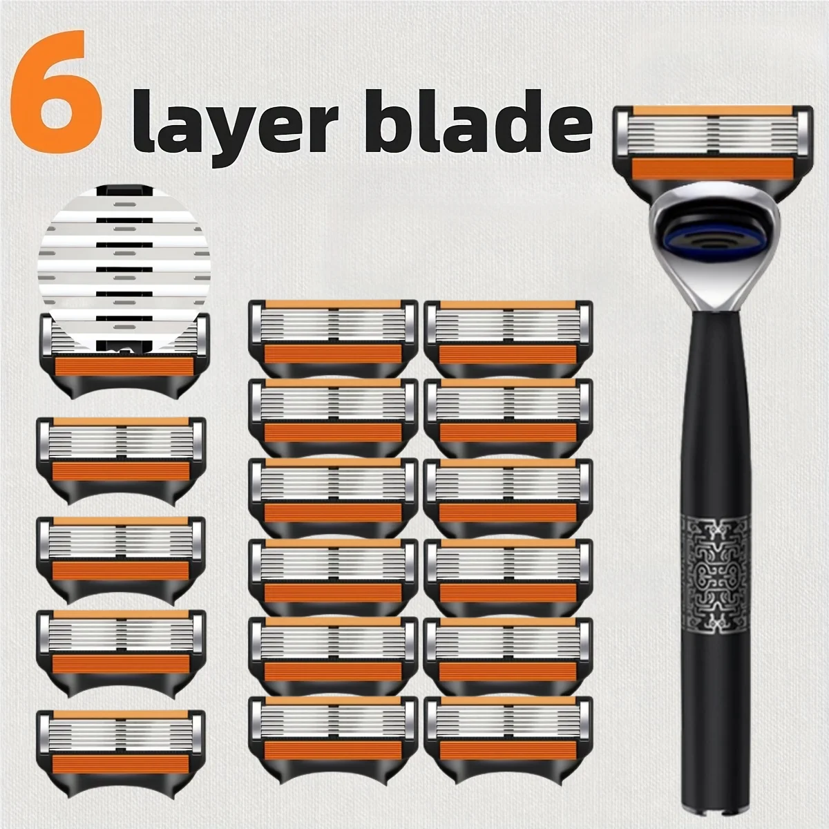 New Stainless steel manual shaver, 6-layer razor blade reusable, retro wet scratch resistant hair removal blade
New Stainless steel manual shaver, 6-layer razor blade reusable, retro wet scratch resistant hair removal blade