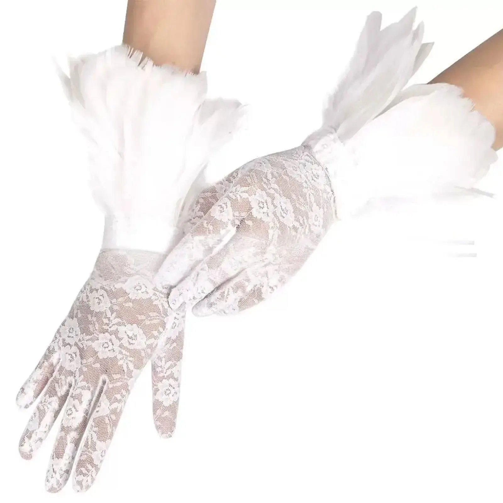 Women Feather Gloves Halloween Costume Witch Party Bridal Dress Accessorie Stretchy Floral Lace Ball Gloves Feather Wrist Gloves
Women Feather Gloves Halloween Costume Witch Party Bridal Dress Accessorie Stretchy Floral Lace Ball Gloves Feather Wrist Gloves