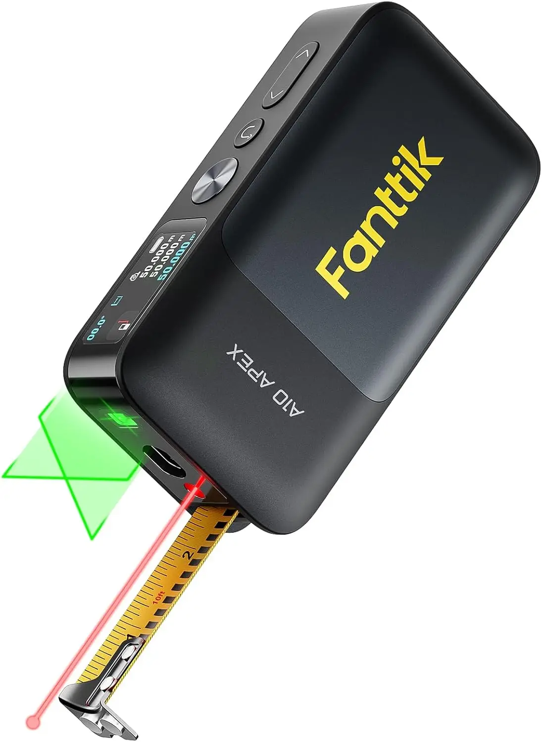 3-in-1 Digital Laser Tape Measure with HD Color Display, 165Ft Laser & 32Ft Green Cross Line & 9.8Ft Tape, 6 Units, for Distance/Area/Volume/Leveling
3-in-1 Digital Laser Tape Measure with HD Color Display, 165Ft Laser & 32Ft Green Cross Line & 9.8Ft Tape, 6 Units, for Distance/Area/Volume/Leveling
