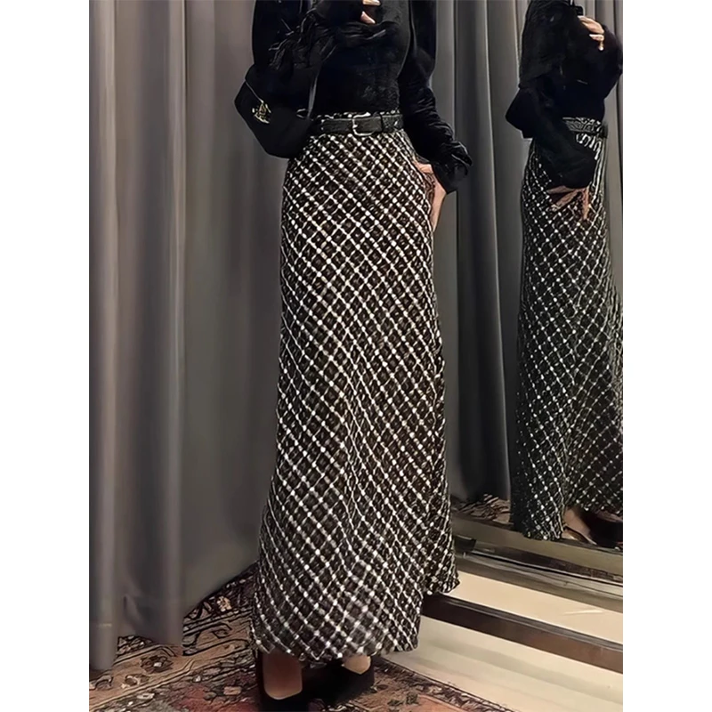 Autumn Winter Simplicity Office Lady Plaid High Waist Skirt Women Elegant Temperament Trend A-line Skirt Casual Mid Length Skirt
Autumn Winter Simplicity Office Lady Plaid High Waist Skirt Women Elegant Temperament Trend A-line Skirt Casual Mid Length Skirt
