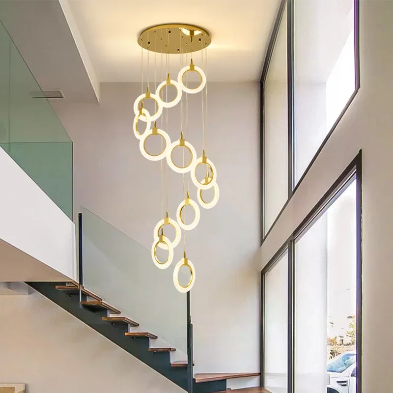 Modern Villa Stair Pendant Light Simple Round Creative Home Restaurant Living Room Lamps Loft Apartment Rotating Long Chandelier
Modern Villa Stair Pendant Light Simple Round Creative Home Restaurant Living Room Lamps Loft Apartment Rotating Long Chandelier