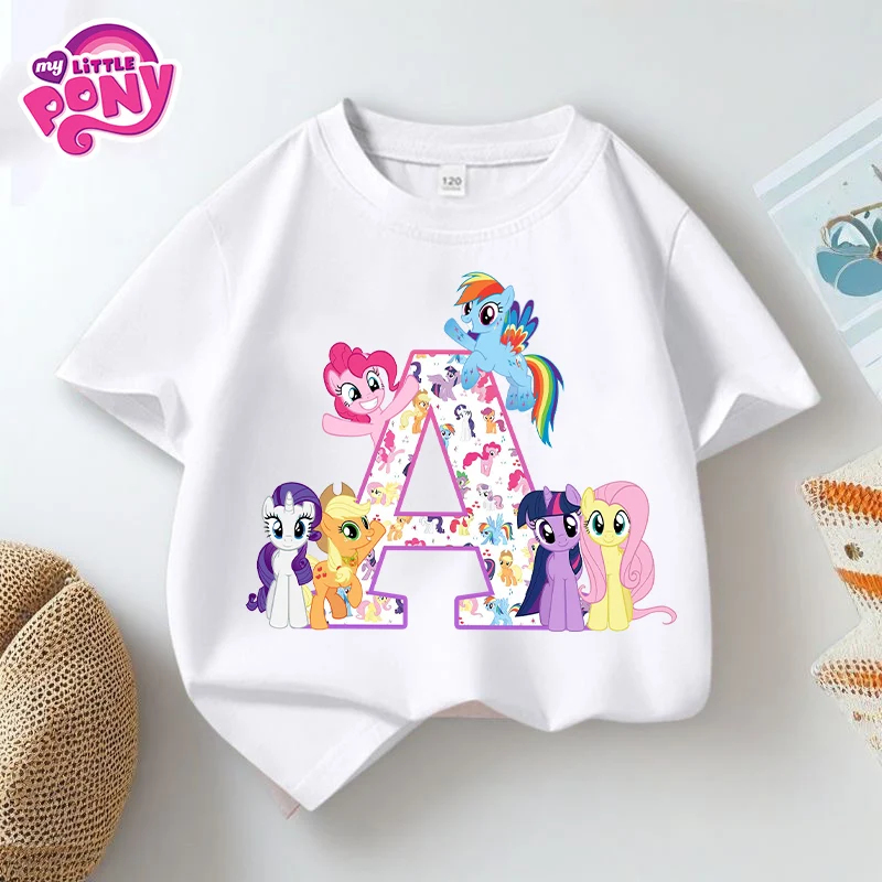 My Little Ponys Letter A-Z T-shirt Kids Summer Tees Children Anime Unicorn Tops Cotton Short Sleeve Girls Clothes Birthday Gift
My Little Ponys Letter A-Z T-shirt Kids Summer Tees Children Anime Unicorn Tops Cotton Short Sleeve Girls Clothes Birthday Gift
