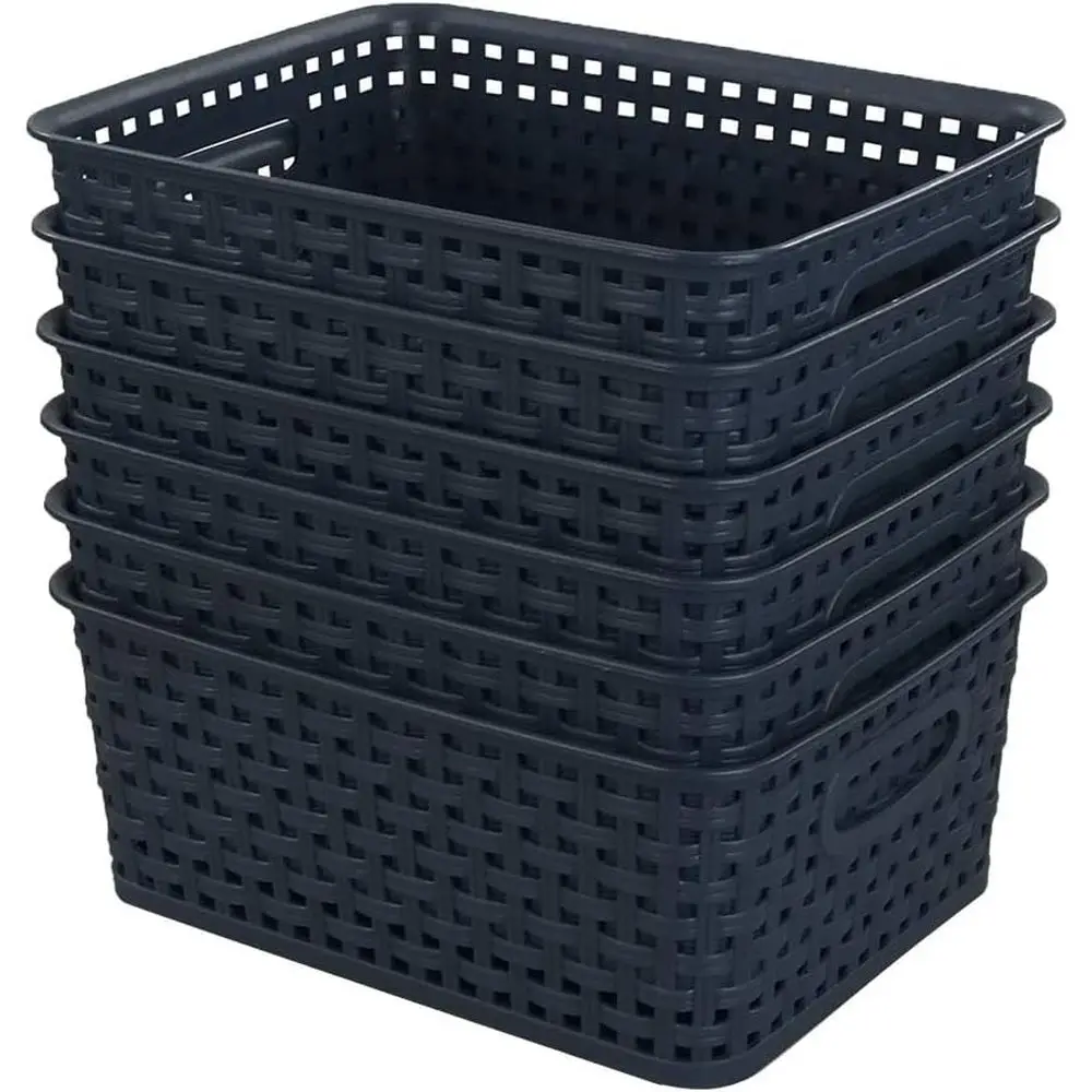 Navy Blue Plastic Storage Baskets, 6-Piece Set for Kitchen and Bathroom Use
Navy Blue Plastic Storage Baskets, 6-Piece Set for Kitchen and Bathroom Use