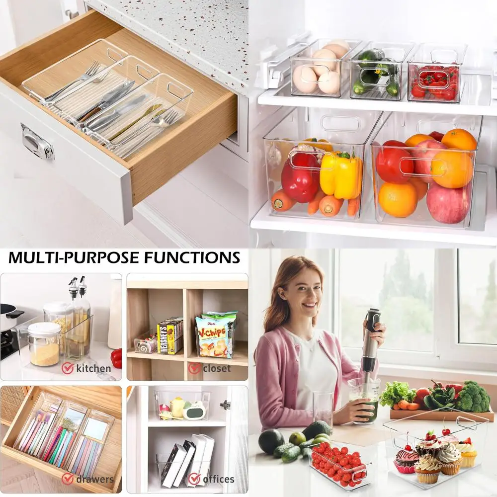 Набор из 8 прозрачных пластиковых контейнеров для хранения в кладовой, на кухне, в морозильной камере и для организации дома
Набор из 8 прозрачных пластиковых контейнеров для хранения в кладовой, на кухне, в морозильной камере и для организации дома