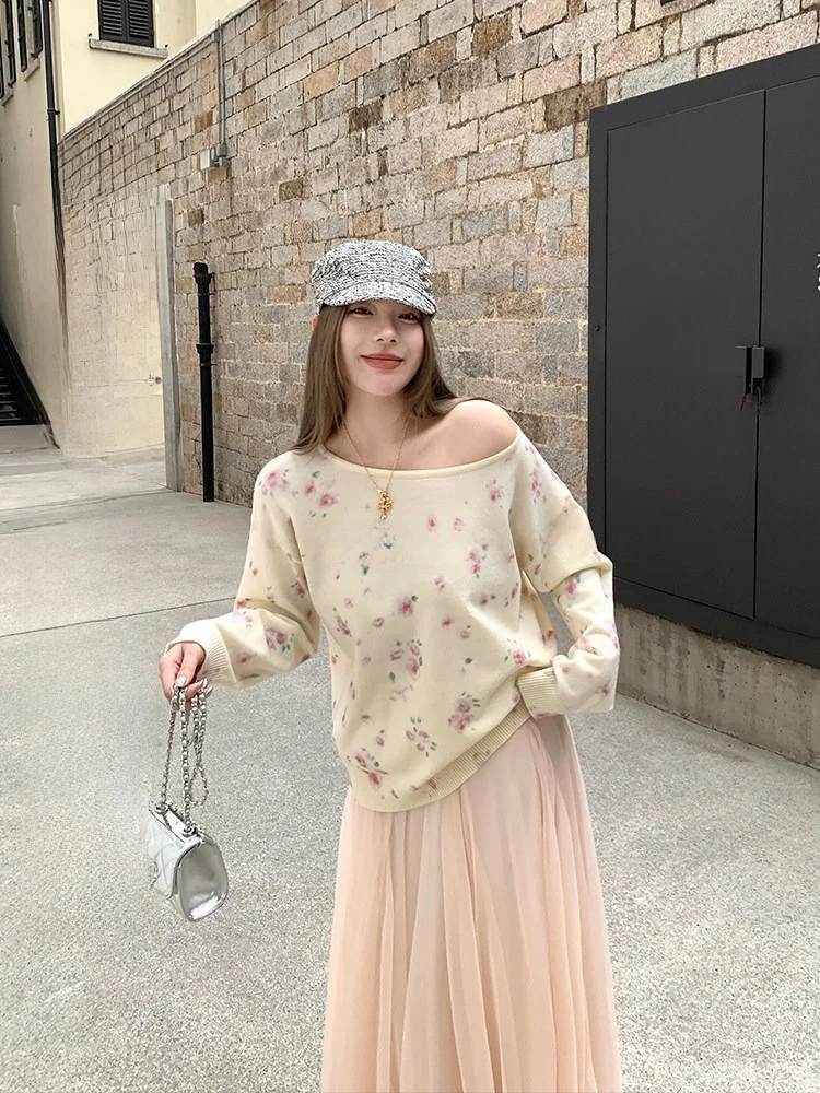 Luu round Neck Knitted Long Sleeve Loose Fit Floral Print Women's Sweater Spring Autumn Casual Comfortable Breathable Top
Luu round Neck Knitted Long Sleeve Loose Fit Floral Print Women's Sweater Spring Autumn Casual Comfortable Breathable Top