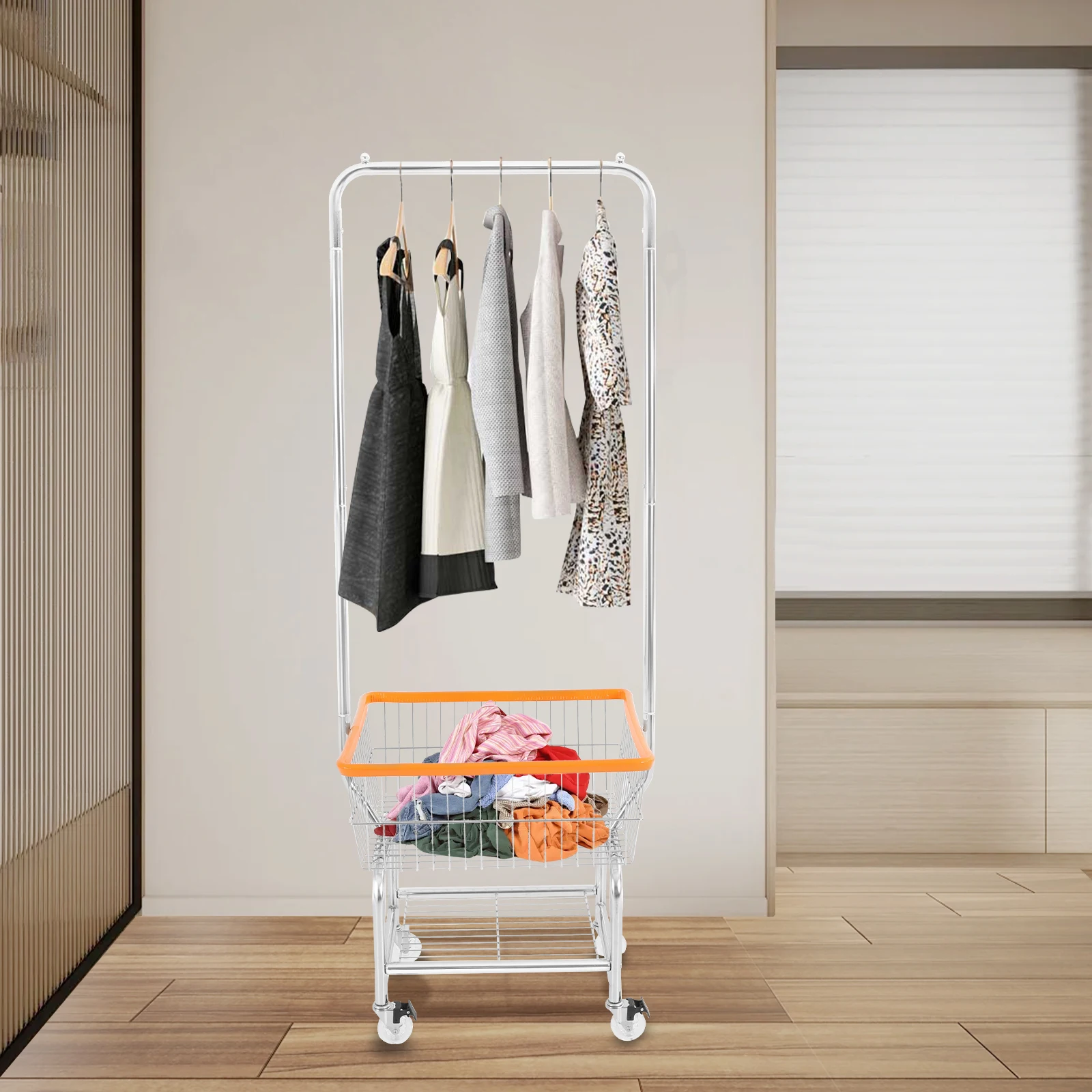 50x40x180cm Carbon Steel Laundry Cart,3in Crystal Wheel Silver Orange Rectangular Rolling 4 Wheel Laundry Cart for Families
50x40x180cm Carbon Steel Laundry Cart,3in Crystal Wheel Silver Orange Rectangular Rolling 4 Wheel Laundry Cart for Families
